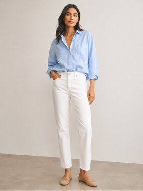 J. Crew White Straight-Leg Jeans